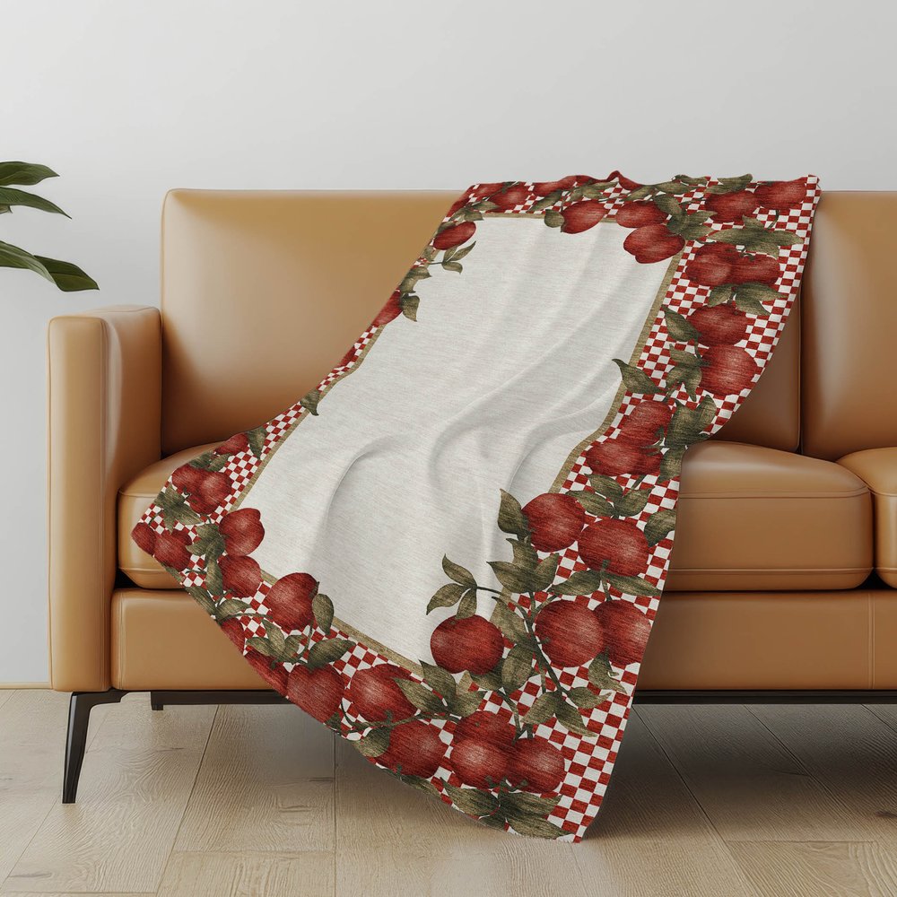 50" X 70" Red Ivory And Green Checkered Polyester Woven Plush Throw Blanket