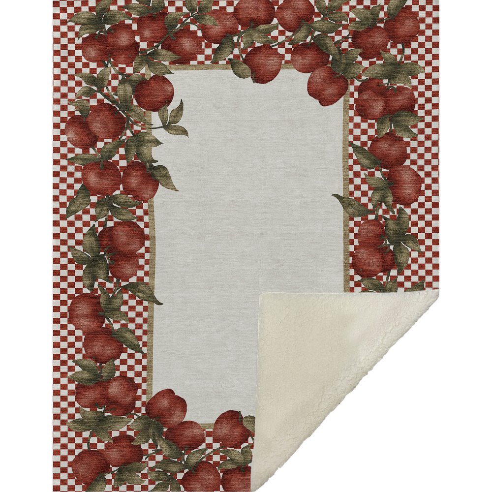 50" X 70" Red Ivory And Green Checkered Microfiber Plush Throw Blanket