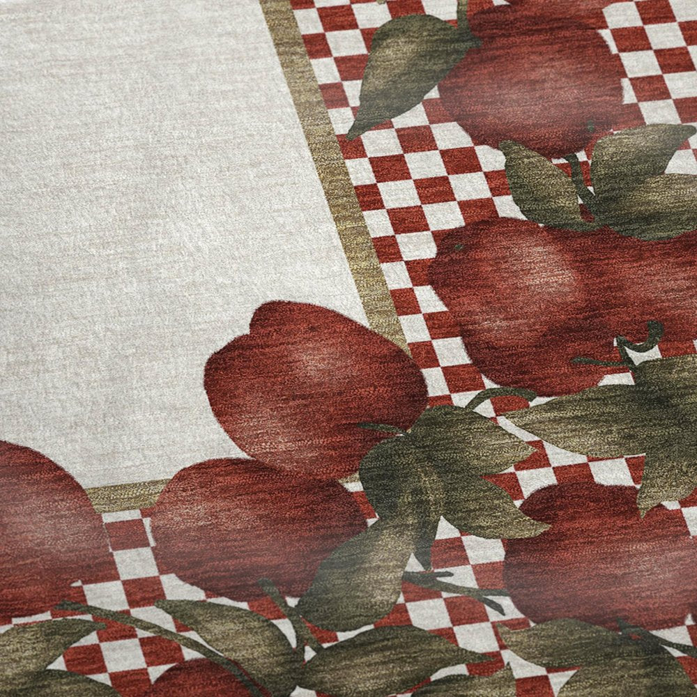 50" X 70" Red Ivory And Green Microfiber Checkered Plush Throw Blanket
