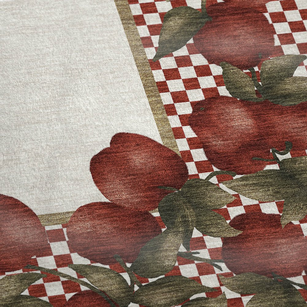 50" X 70" Red Ivory And Green Checkered Polyester Woven Plush Throw Blanket