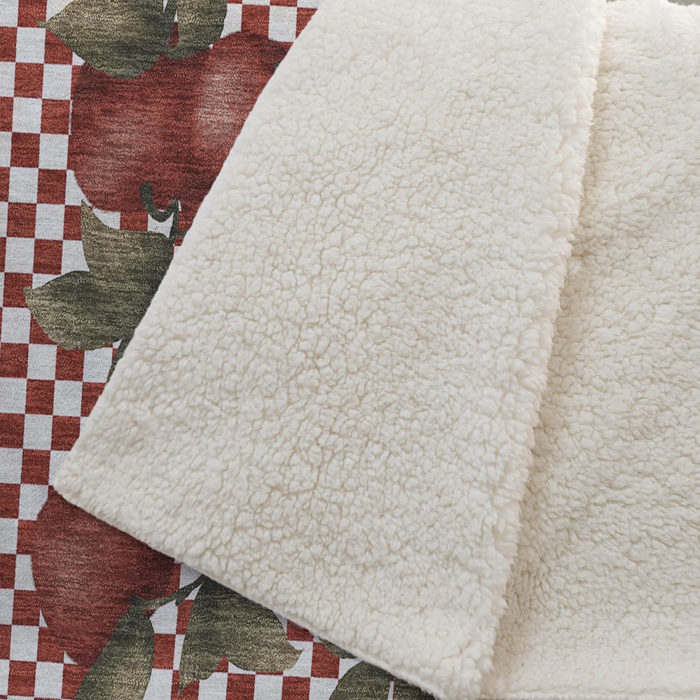 50" X 70" Red Ivory And Green Checkered Microfiber Plush Throw Blanket