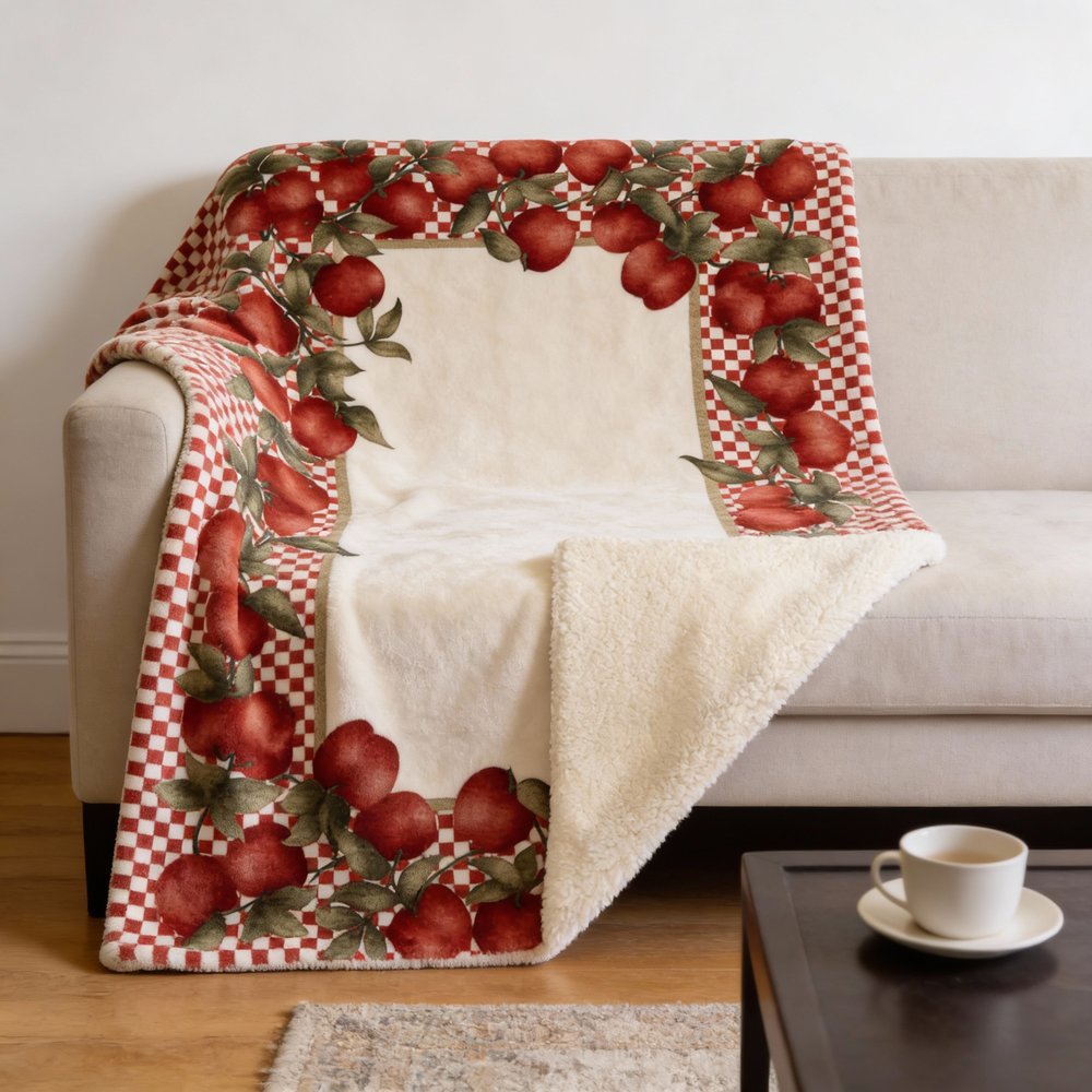50" X 70" Red Ivory And Green Checkered Microfiber Plush Throw Blanket