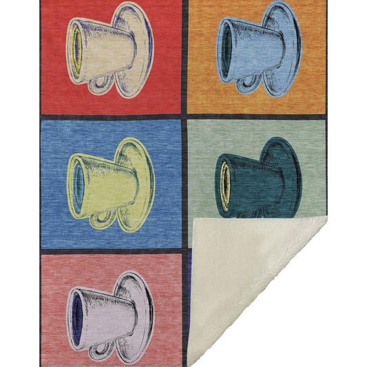 50" X 70" Blue Orange And Red Microfiber Color Block Plush Throw Blanket