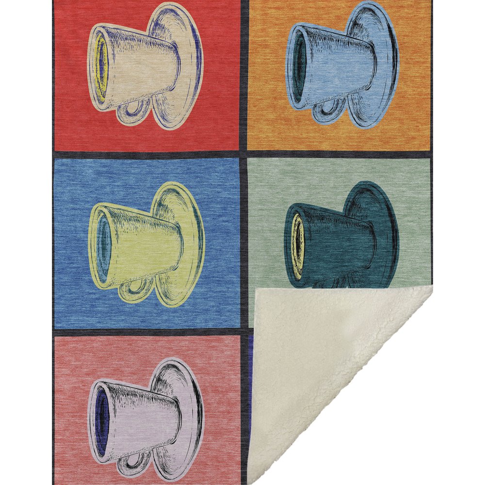 50" X 70" Blue Orange And Red Color Block Microfiber Plush Throw Blanket