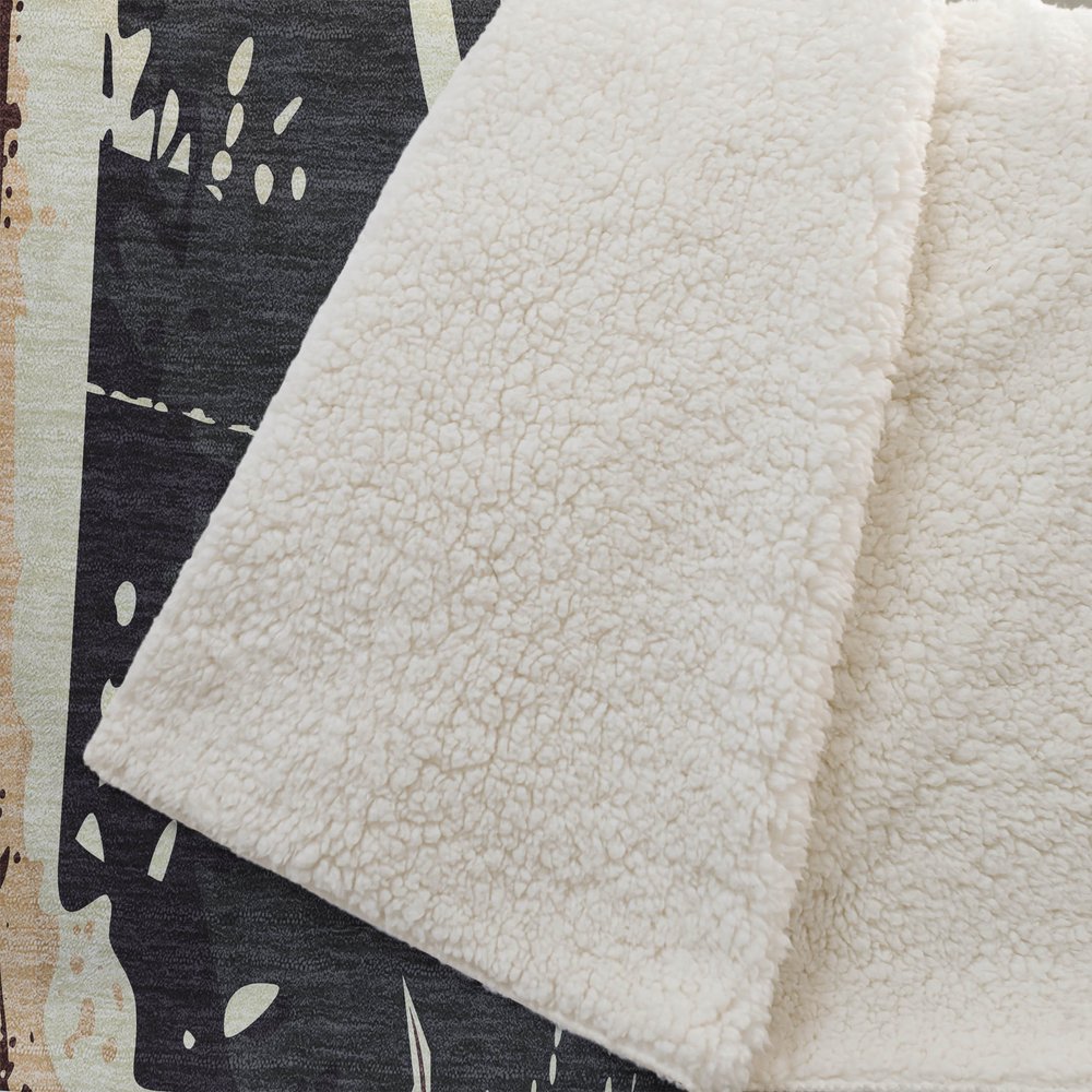 50" X 70" Midnight Ivory And Red Microfiber Geometric Plush Throw Blanket