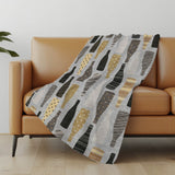 50" X 70" Gray Black And Gold Champagne Bottle Stripe Microfiber Plush Throw Blanket