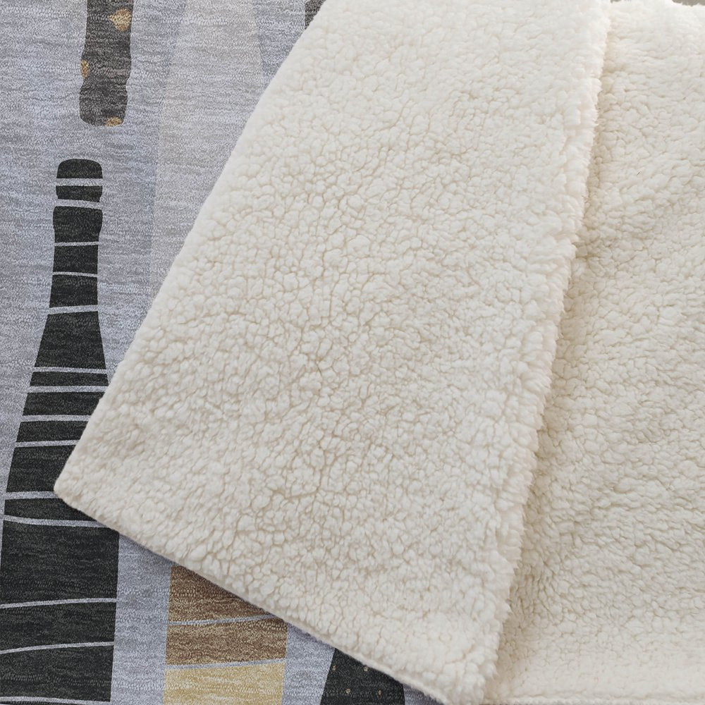 50" X 70" Gray Black And Gold Champagne Bottle Stripe Microfiber Plush Throw Blanket