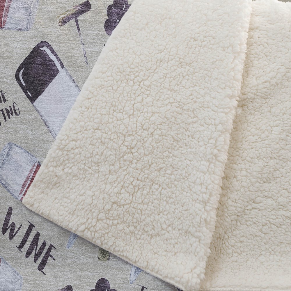 50" X 70" Ivory Purple And Green Wine Tasting Microfiber Plush Throw Blanket