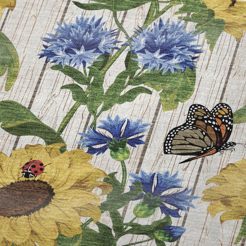 50" X 70" Ivory And Yellow Sunflower Floral Microfiber Plush Throw Blanket