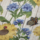 50" X 70" Yellow Blue And Ivory Floral Polyester Woven Plush Throw Blanket