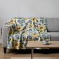 50" X 70" Ivory And Yellow Sunflower Floral Microfiber Plush Throw Blanket