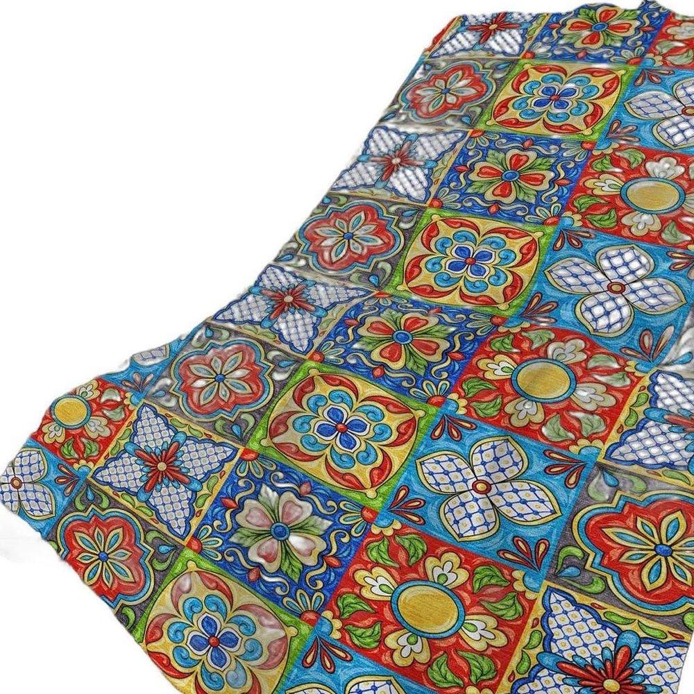 50" X 70" Blue Red And Yellow Floral Polyester Woven Plush Throw Blanket