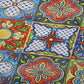 50" X 70" Blue Red And Yellow Floral Polyester Woven Plush Throw Blanket