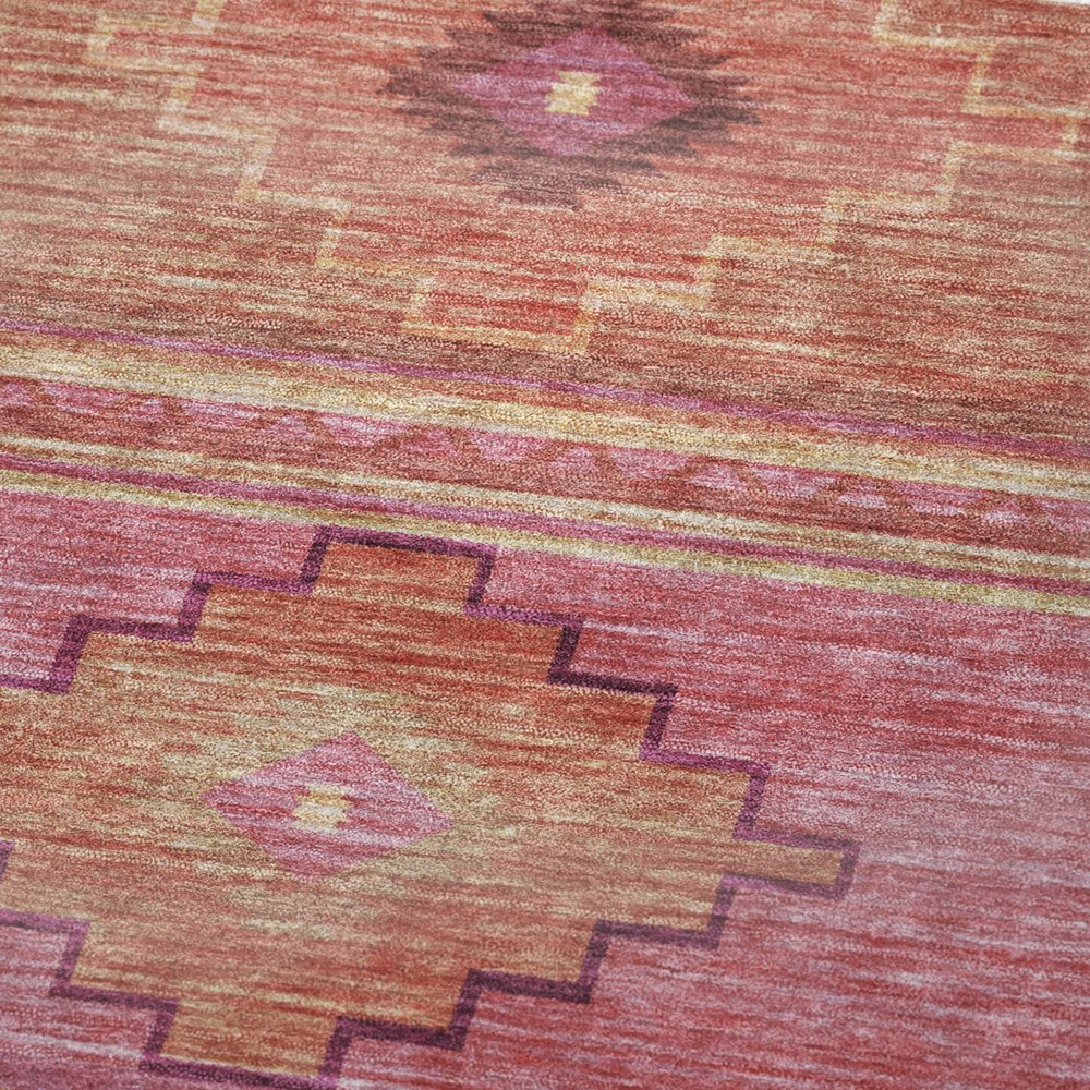 50" X 70" Pink Rust And Beige Geometric Polyester Woven Plush Throw Blanket