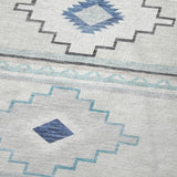 50" X 70" Blue And Ivory Geometric Polyester Woven Plush Throw Blanket