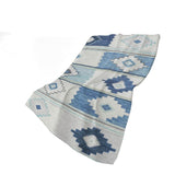 50" X 70" Blue And Ivory Geometric Polyester Woven Plush Throw Blanket