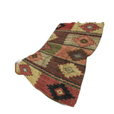 50" X 70" Rust Green And Beige Geometric Polyester Woven Plush Throw Blanket