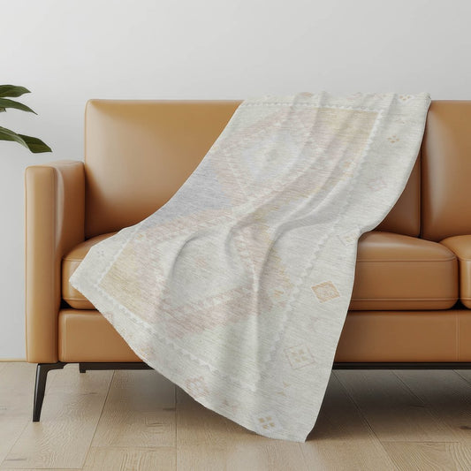 50" X 70" Gray And Ivory Geometric Polyester Woven Plush Throw Blanket