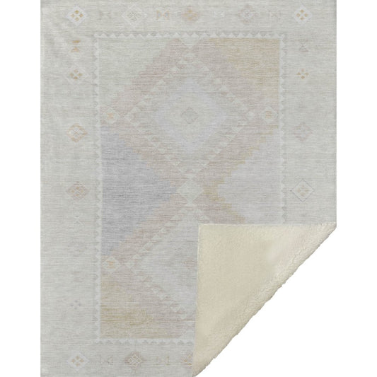 50" X 70" Gray And Ivory Microfiber Geometric Plush Throw Blanket