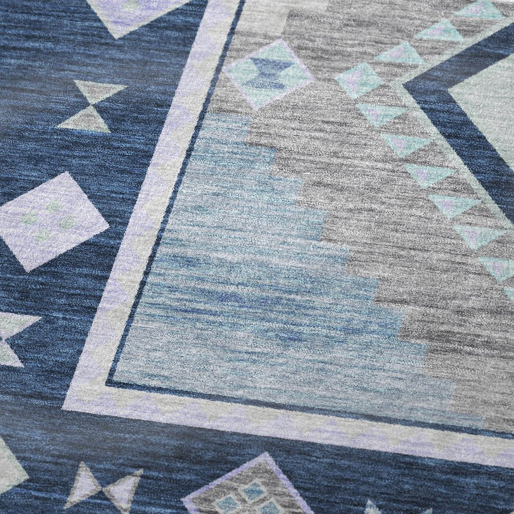 50" X 70" Blue And Ivory Geometric Polyester Woven Plush Throw Blanket