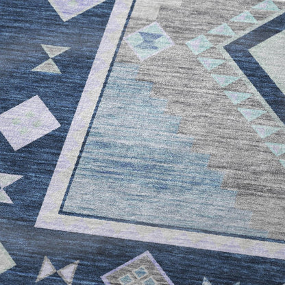 50" X 70" Blue And Ivory Geometric Polyester Woven Plush Throw Blanket