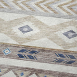 50" X 70" Taupe Blue And Ivory Geometric Polyester Woven Plush Throw Blanket