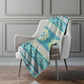 50" X 70" Teal Lime Green And Beige Geometric Polyester Woven Plush Throw Blanket