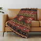 50" X 70" Brown Rust And Beige Geometric Polyester Woven Plush Throw Blanket