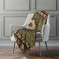 50" X 70" Green Rust And Gold Geometric Polyester Woven Plush Throw Blanket