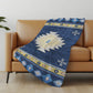 50" X 70" Blue Yellow And Silver Geometric Polyester Woven Plush Throw Blanket