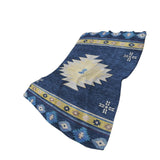 50" X 70" Blue Yellow And Silver Geometric Polyester Woven Plush Throw Blanket