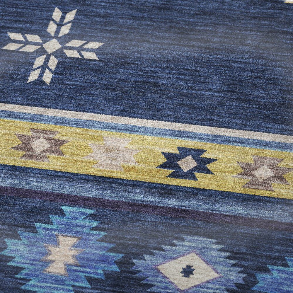 50" X 70" Blue Yellow And Silver Geometric Polyester Woven Plush Throw Blanket