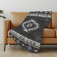 50" X 70" Midnight Gray And Beige Geometric Polyester Woven Plush Throw Blanket