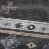 50" X 70" Midnight Gray And Beige Geometric Polyester Woven Plush Throw Blanket