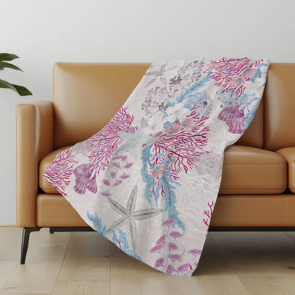 50" X 70" Raspberry Gray And Ivory Floral Polyester Woven Plush Throw Blanket