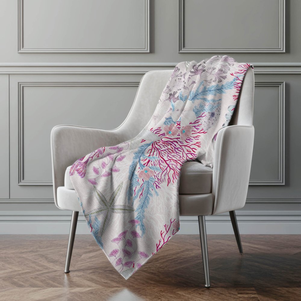 50" X 70" Raspberry Gray And Ivory Floral Polyester Woven Plush Throw Blanket