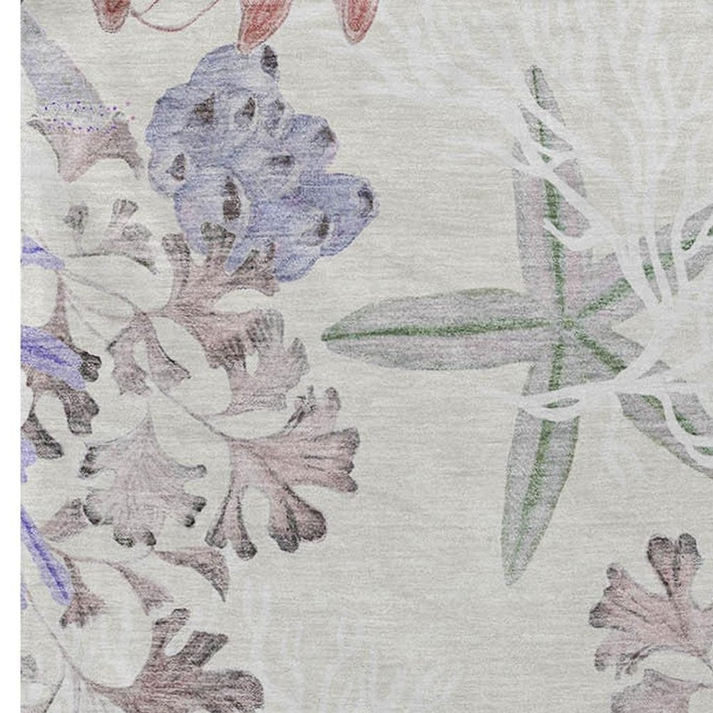 50" X 70" Ivory Plum And Burgundy Floral Polyester Woven Plush Throw Blanket