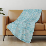 50" X 70" Aqua And Ivory Animal Print Polyester Woven Plush Throw Blanket