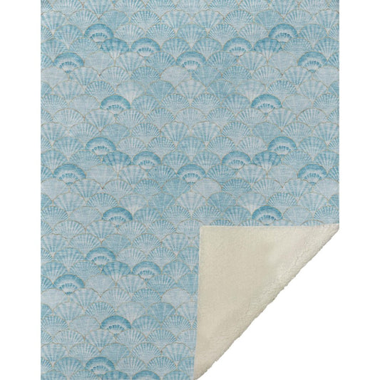 50" X 70" Aqua And Ivory Microfiber Animal Print Plush Throw Blanket