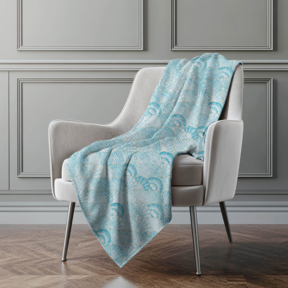 50" X 70" Aqua And Ivory Animal Print Microfiber Plush Throw Blanket