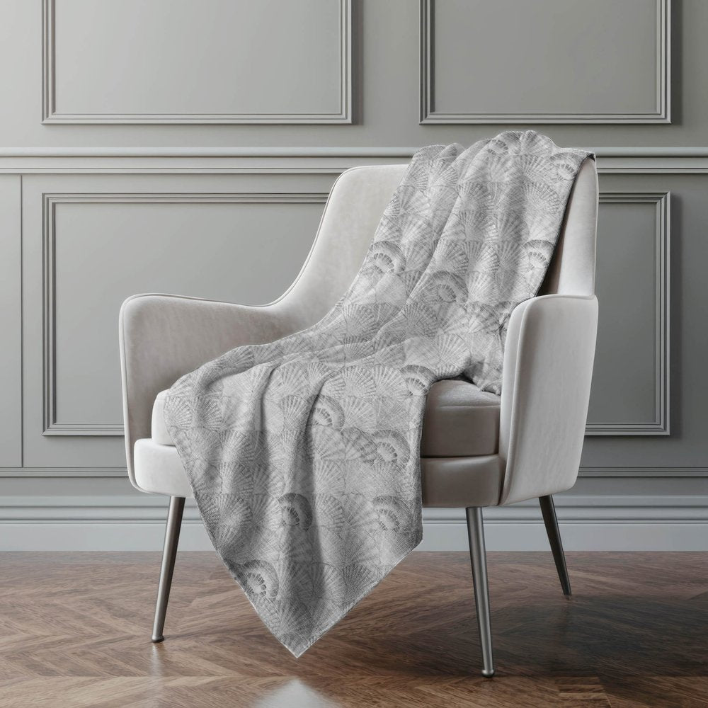 50" X 70" Gray And Ivory Animal Print Microfiber Plush Throw Blanket