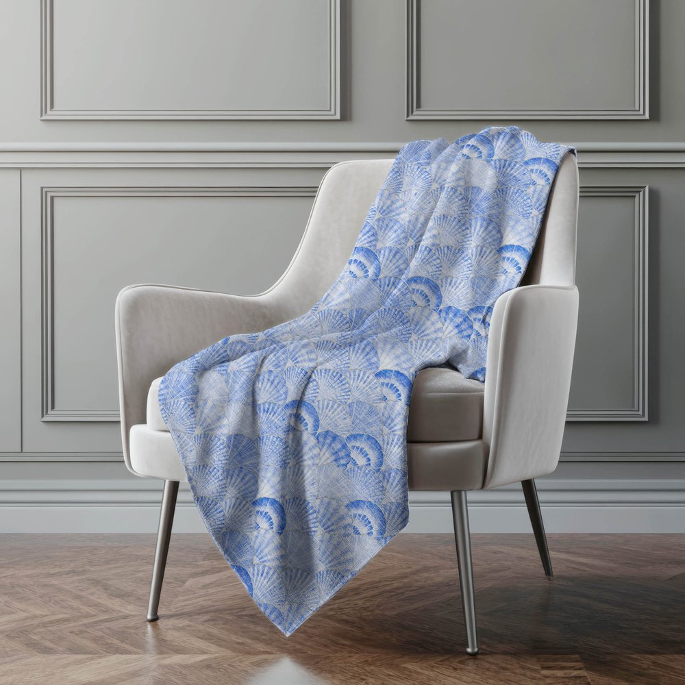 50" X 70" Blue And Ivory Animal Print Polyester Woven Plush Throw Blanket