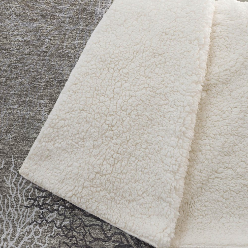 50" X 70" Latte Ivory And Beige Floral Polyester Woven Plush Throw Blanket