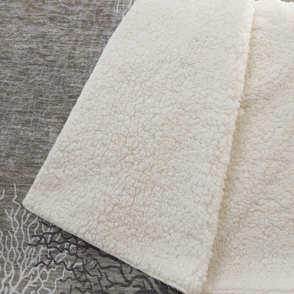 50" X 70" Latte Ivory And Beige Floral Polyester Woven Plush Throw Blanket