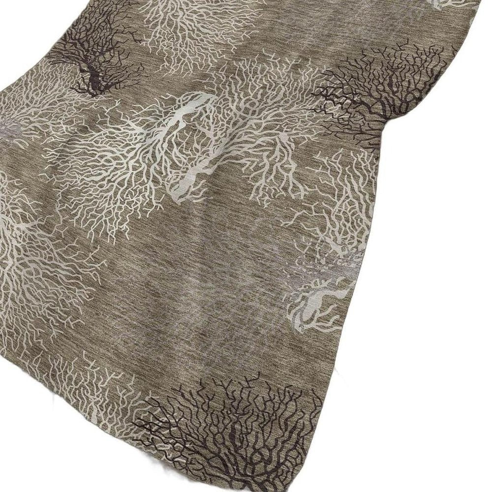 50" X 70" Latte Ivory And Beige Floral Polyester Woven Plush Throw Blanket