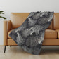50" X 70" Midnight Ivory And Gray Floral Polyester Woven Plush Throw Blanket