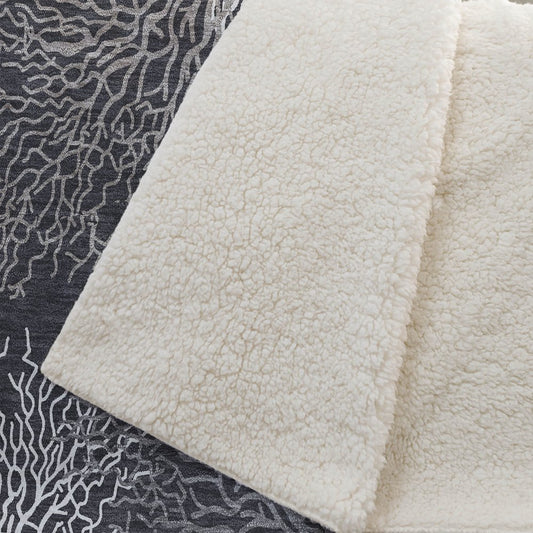 50" X 70" Midnight Ivory And Gray Floral Plush Throw Blanket