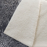 50" X 70" Midnight Ivory And Gray Floral Plush Throw Blanket
