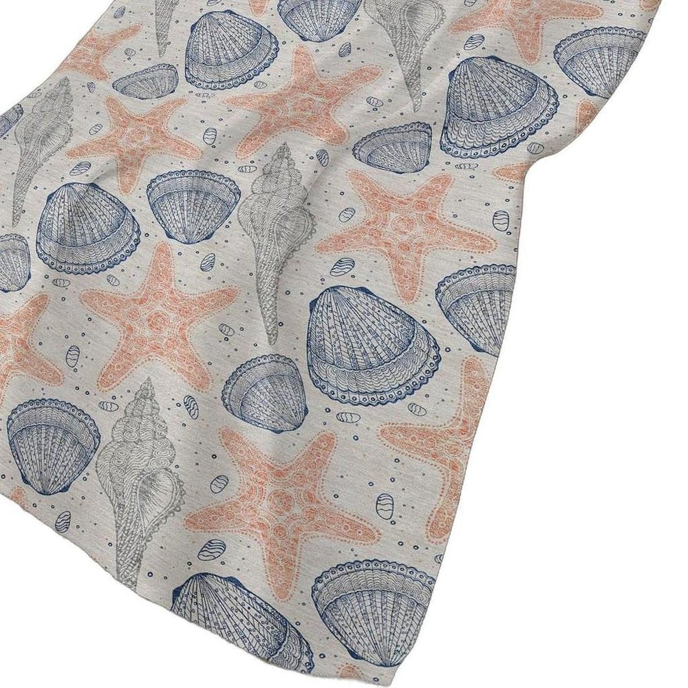 50" X 70" Peach Ivory And Blue Animal Print Polyester Woven Plush Throw Blanket