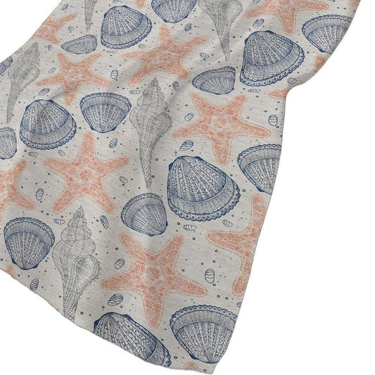 50" X 70" Peach Ivory And Blue Animal Print Polyester Woven Plush Throw Blanket